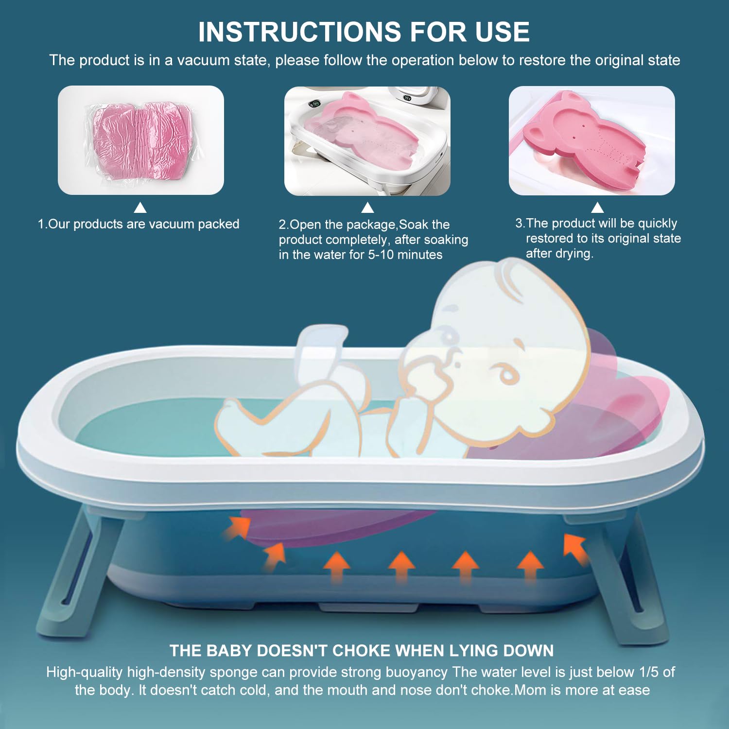 FIABC machine-washable baby bath mat for easy cleaning.
