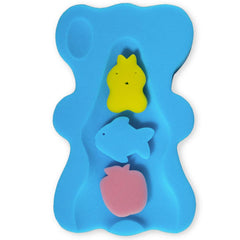 FIABC soft infant bath sponge in blue provides gentle support for newborn bath time