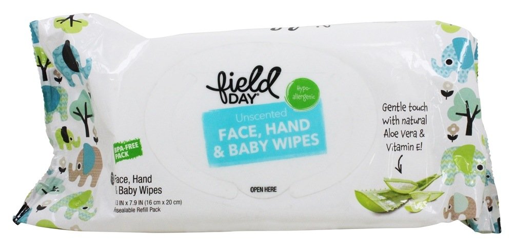 Field Day baby wipes resealable refill pack for on-the-go messes.