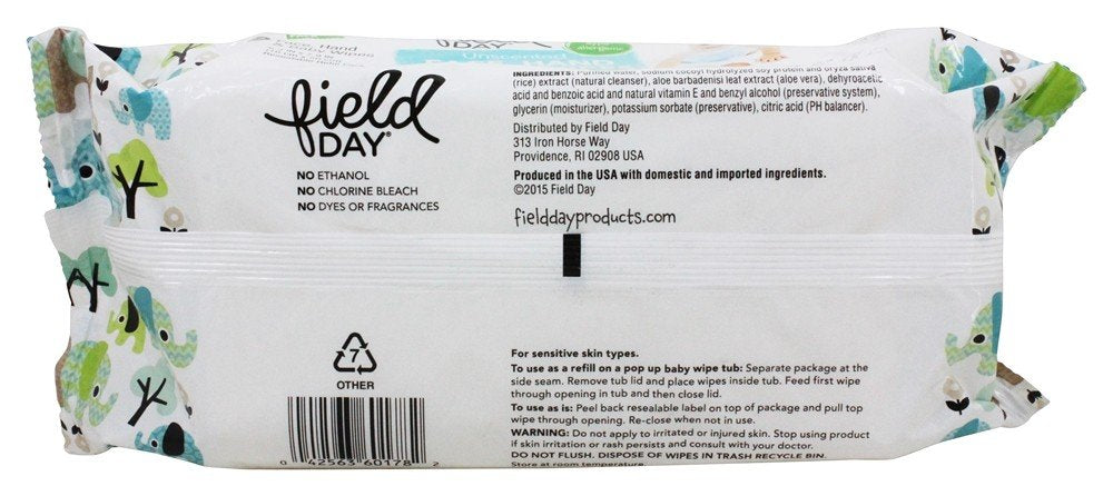 Field Day wipes close-up shows soft texture for delicate skin care.