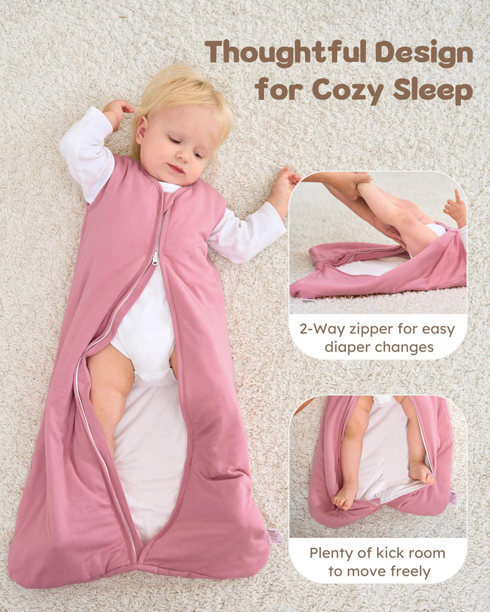 FIEMOL 2-way zipper enables calm nighttime diaper changes