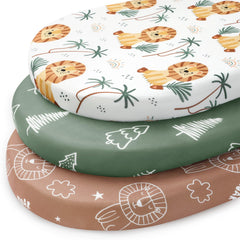 FIEMOL baby bassinet sheets 3-pack in soft microfiber for gentle sleep.