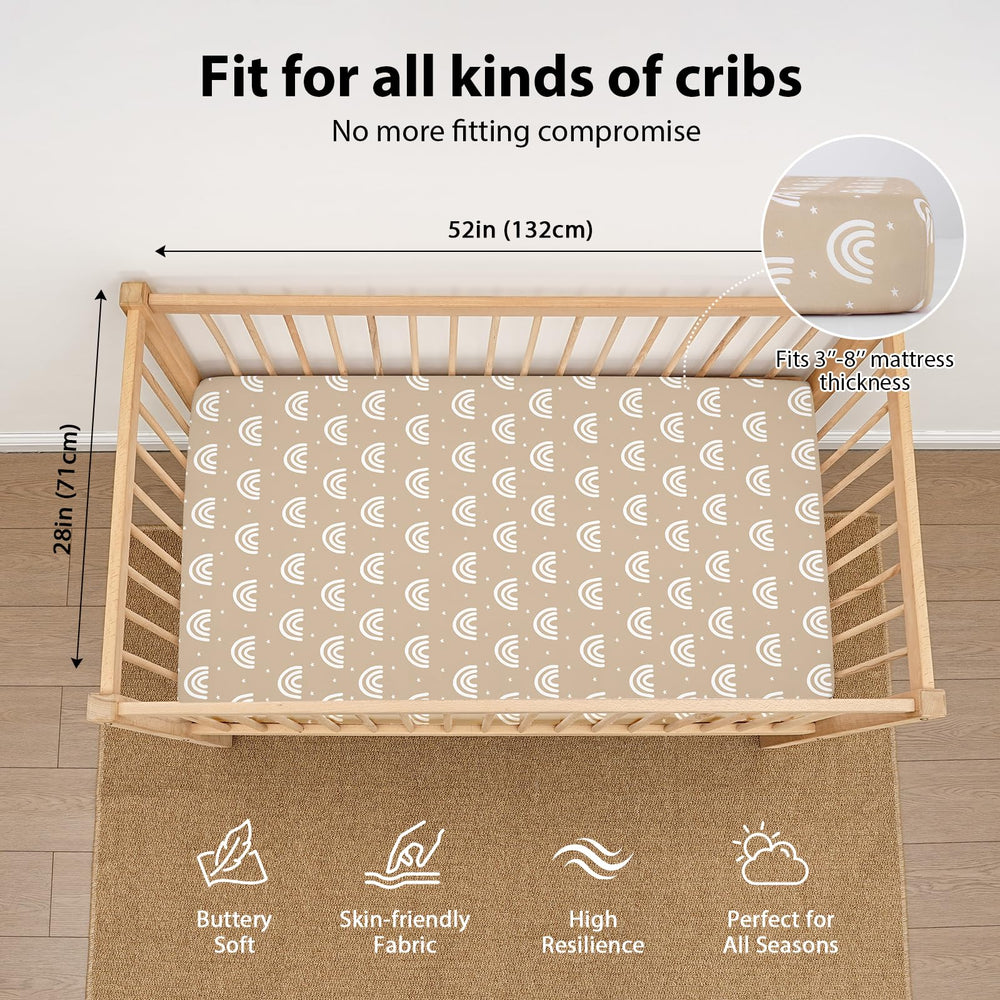 FIEMOL 3-pack crib sheets with double-stitched durability for everyday use