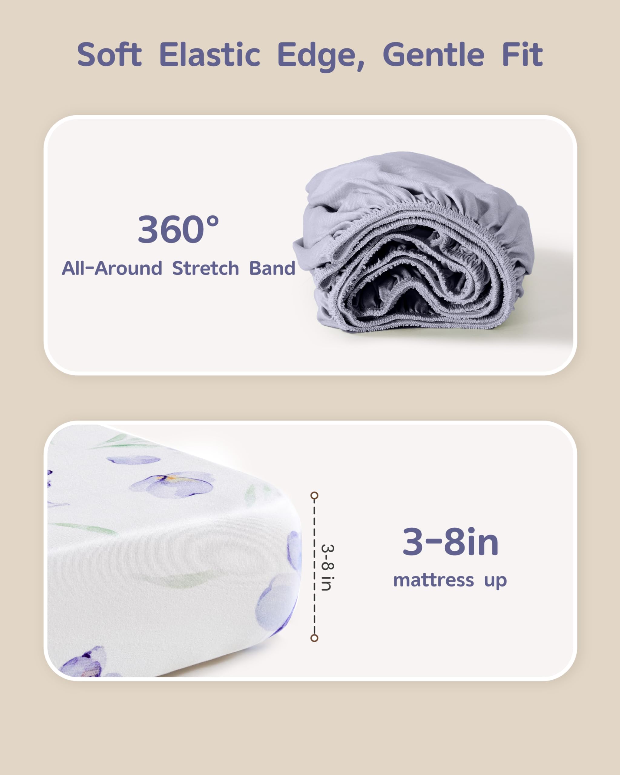 FIEMOL 4-pack coordinates nursery bedding with pink purple prints