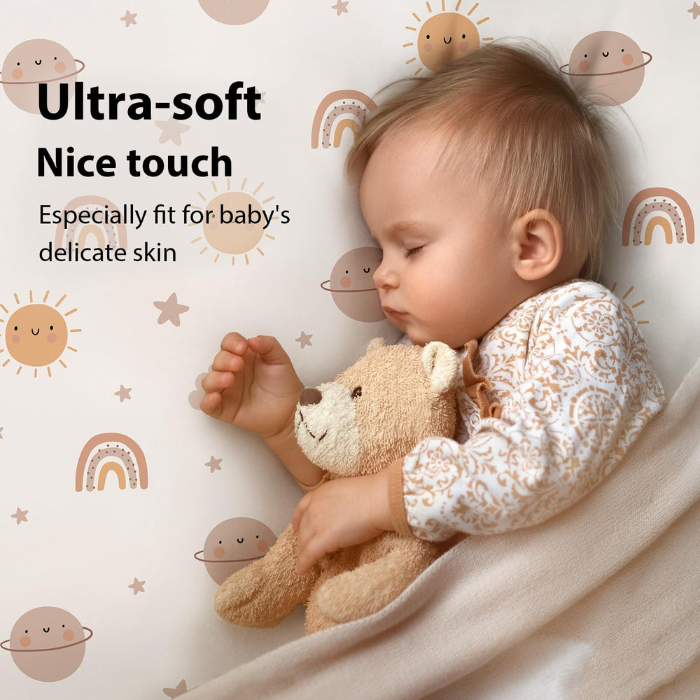 FIEMOL 52x28 crib sheets with elastic edges for snug fit and wrinkle-free surface