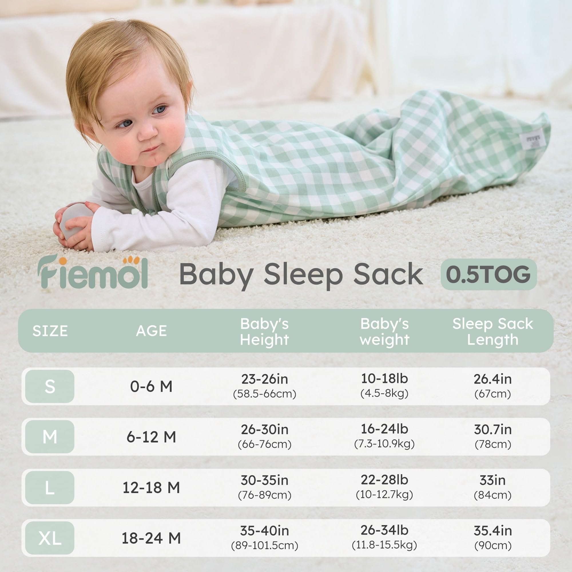FIEMOL cotton sleep sack highlights breathable 100% cotton fabric