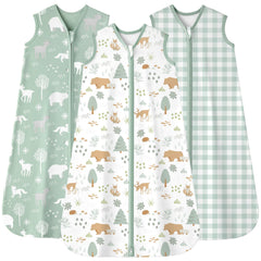 FIEMOL baby sleep sack 6-12m in green forest bear fabric for safe sleep