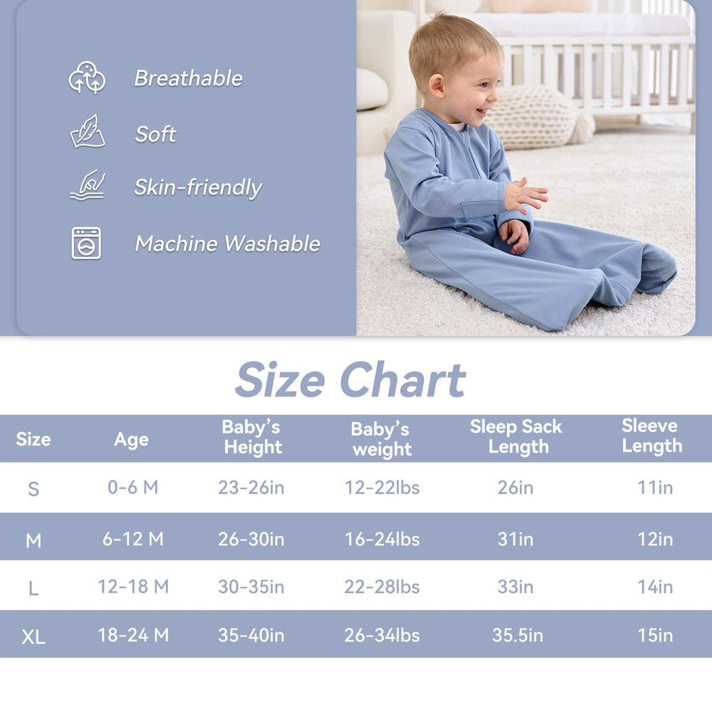 FIEMOL Sleep Sack four sizes support growing babies from early months to toddler.