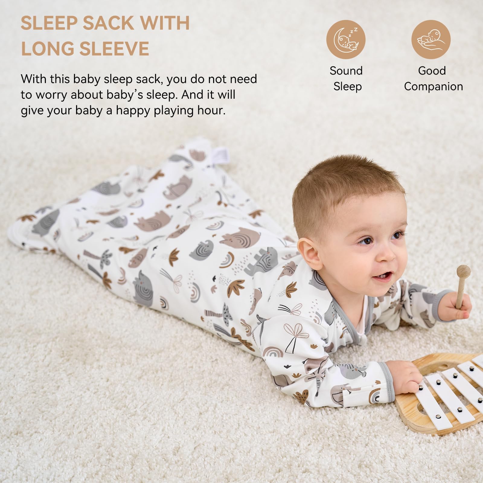 FIEMOL sleep sack foldable mitten cuffs up for extra warmth on cool nights.