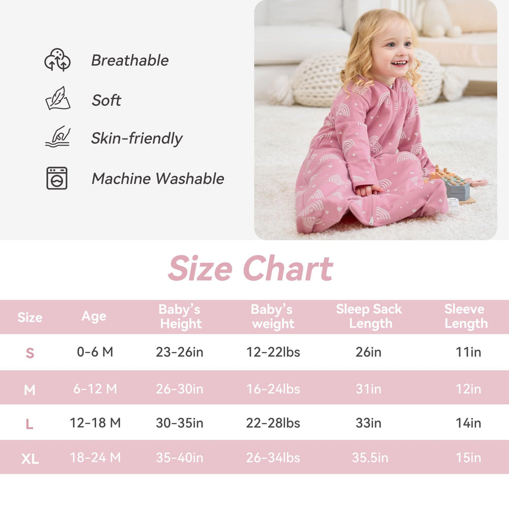 FIEMOL four-size sleepsack grows with baby through early years.