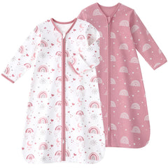 FIEMOL sleep sack long sleeve 18-24m in pink rainbow, soft warmth for bedtime