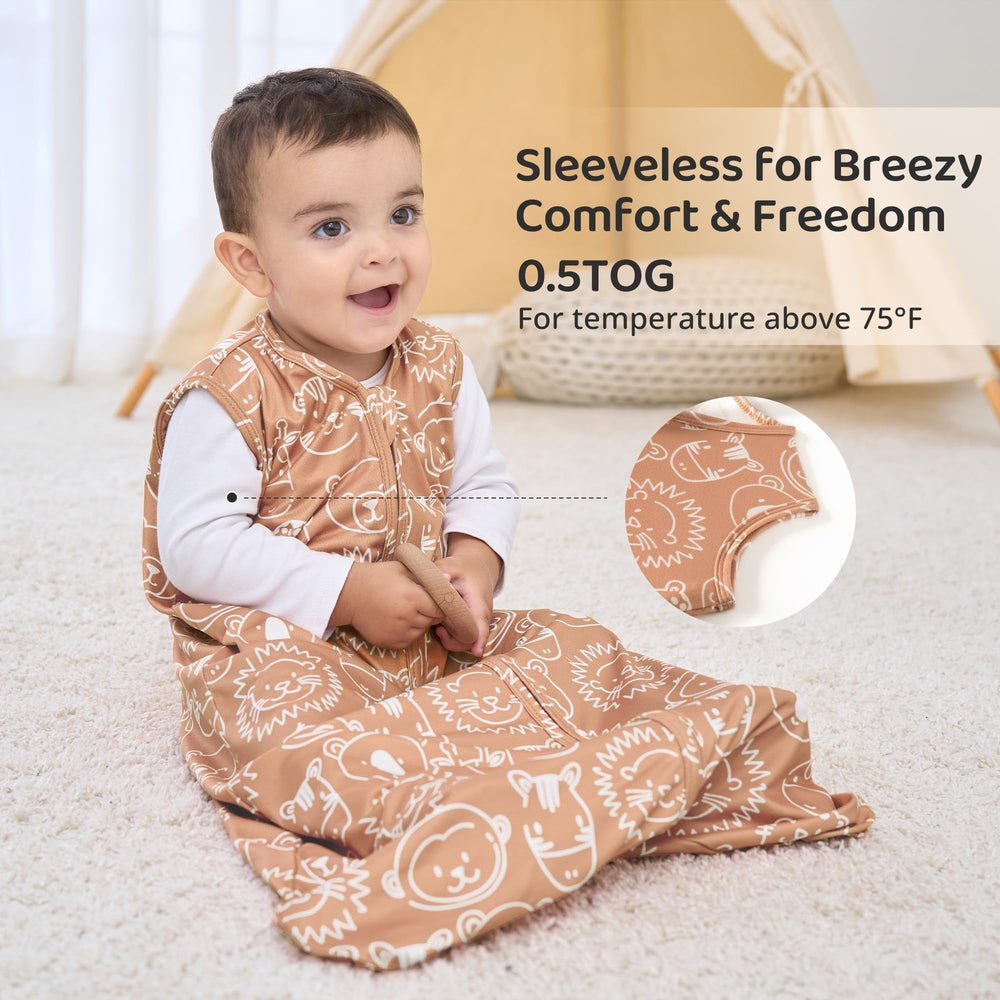 FIEMOL baby sleep sack orange animal extra leg room for kicking