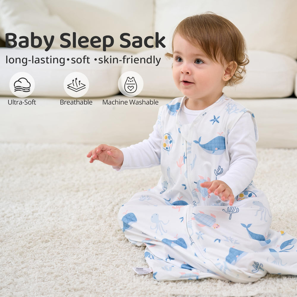 FIEMOL sleeveless sleep sack design keeps baby comfortable and cooling during warm naps.