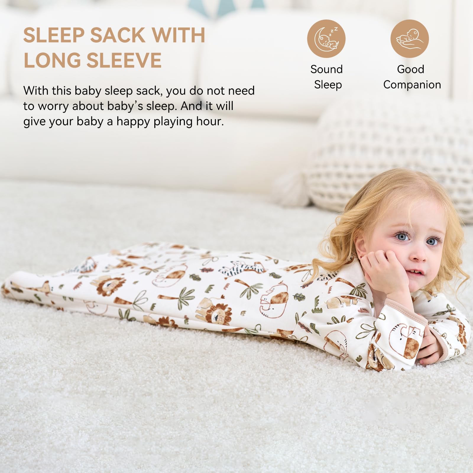 FIEMOL sleep sack in soft cotton fabric showing gentle skin comfort.