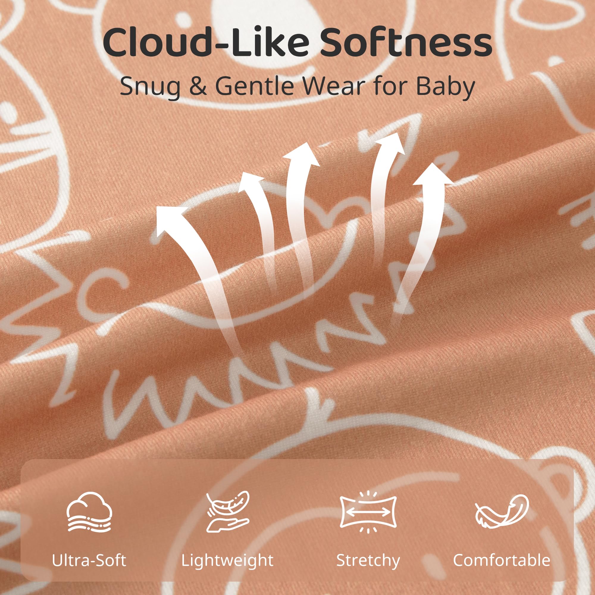 Fiemol sleep sack fabric feels gentle on baby's skin.