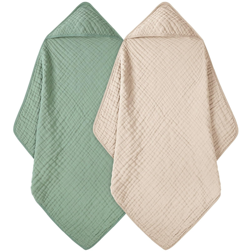 FIEMOL hooded towel laid flat showing 32x32 size and soft muslin cotton