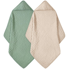 FIEMOL hooded towel laid flat showing 32x32 size and soft muslin cotton