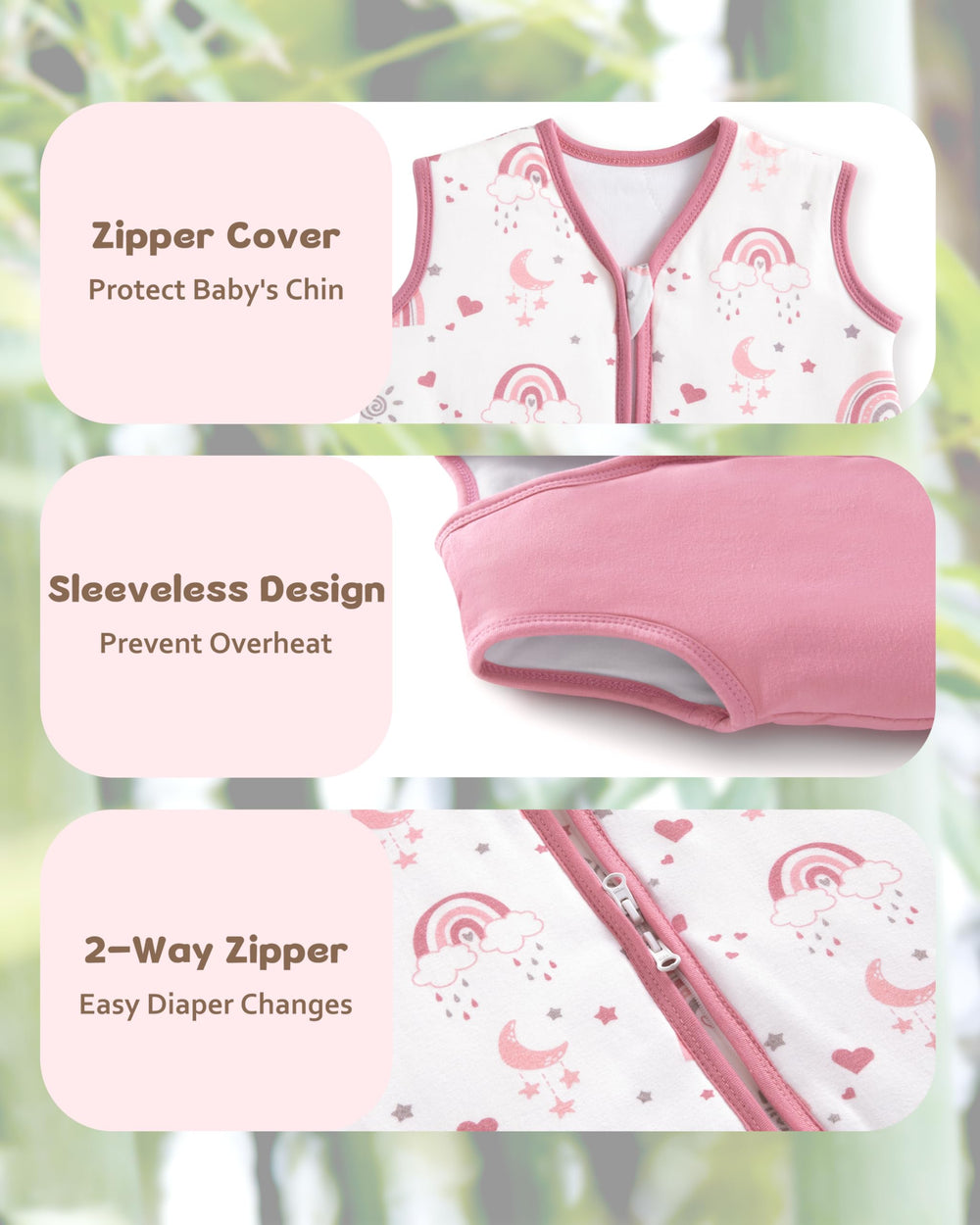 FIEMOL sleep sack fabric close-up shows buttery-soft rayon bamboo
