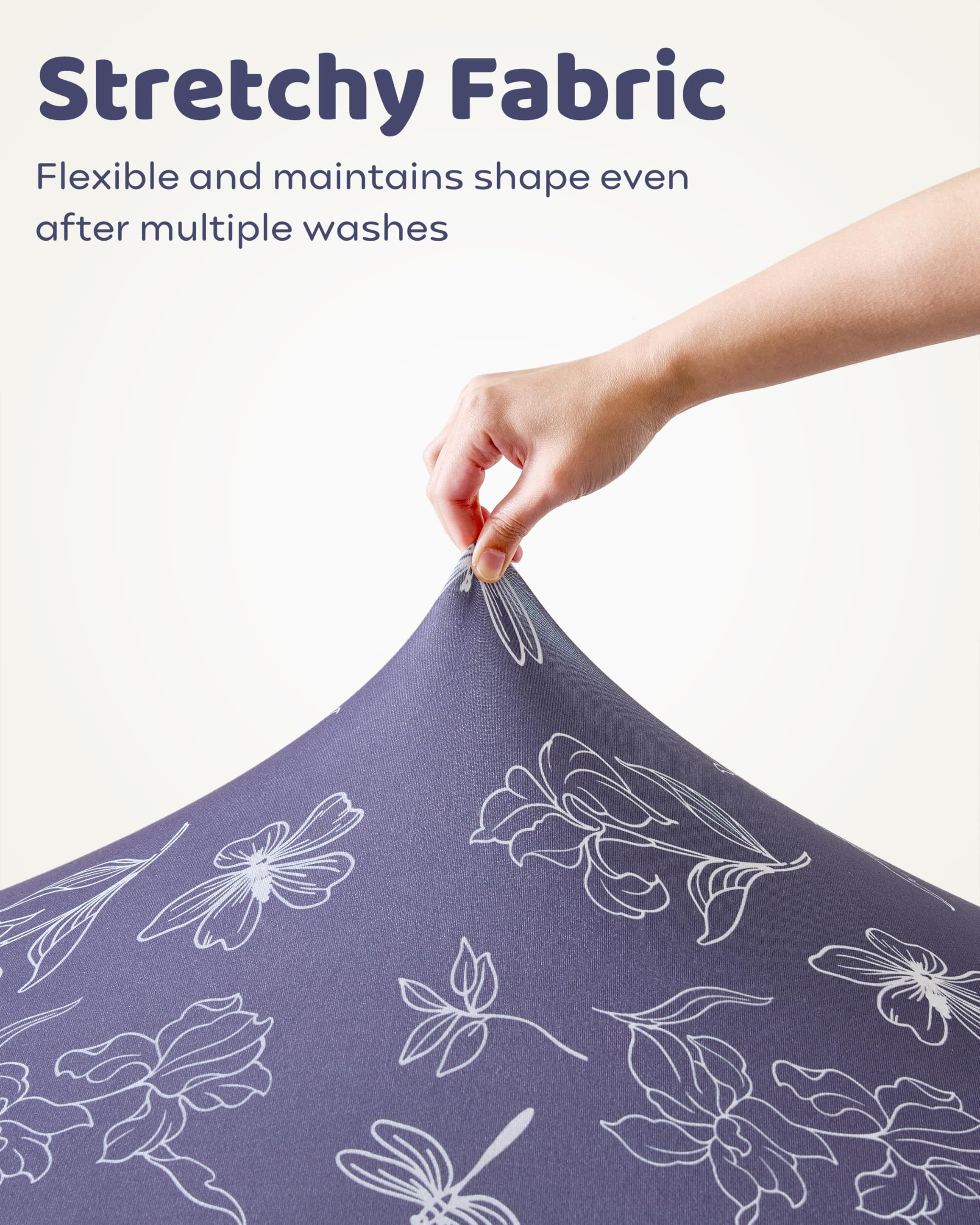 FIEMOL crib sheets blue purple flower 4-pack displayed in nursery setup
