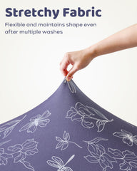 FIEMOL crib sheets blue purple flower 4-pack displayed in nursery setup