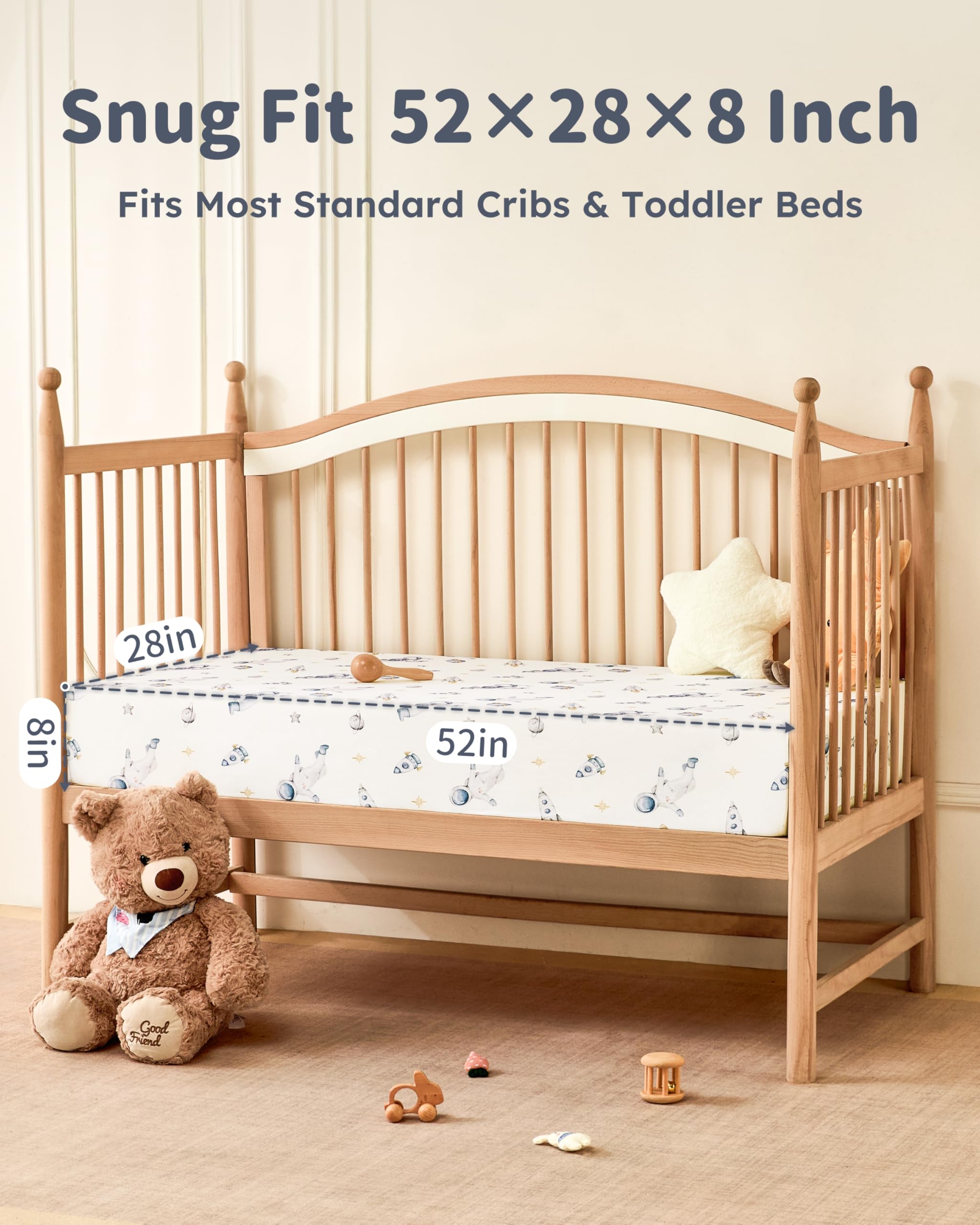 FIEMOL elastic edges crib sheets secure fit for active sleepers