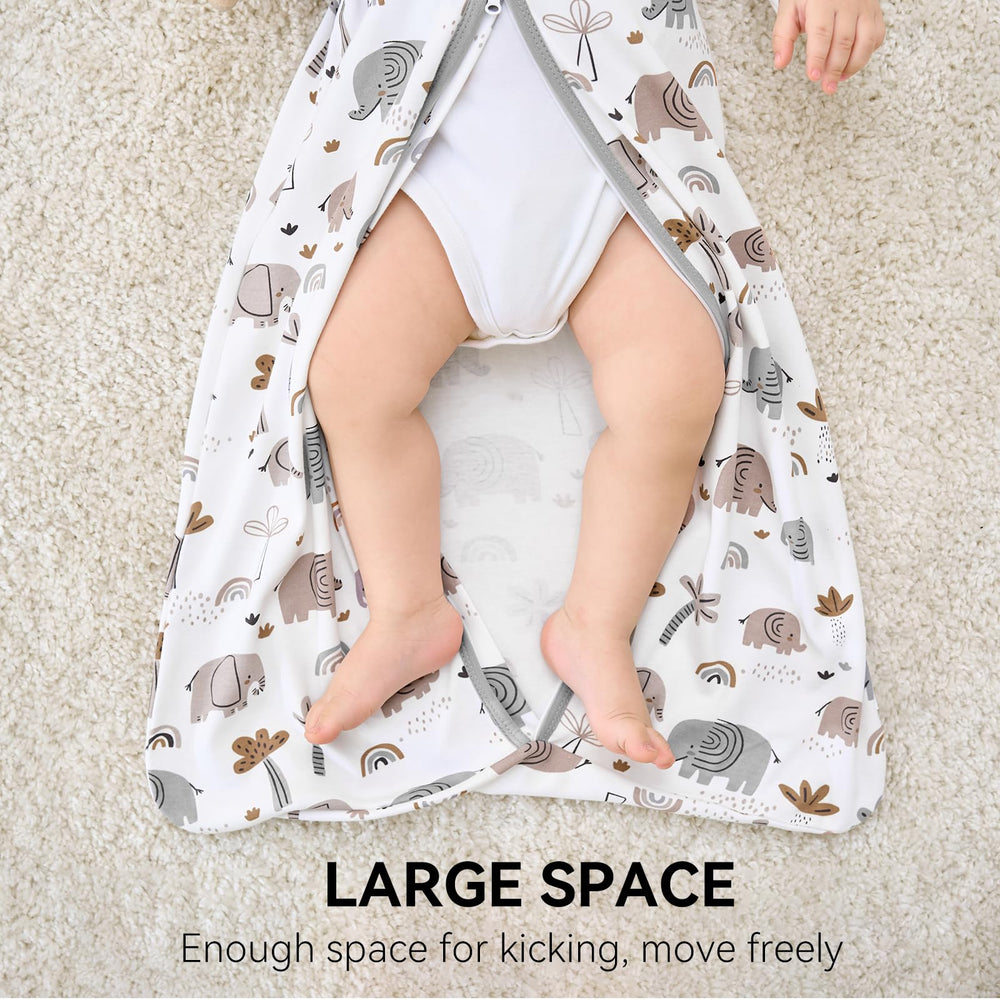 FIEMOL elephant-print sleep sack set for cozy nights and safe sleep.