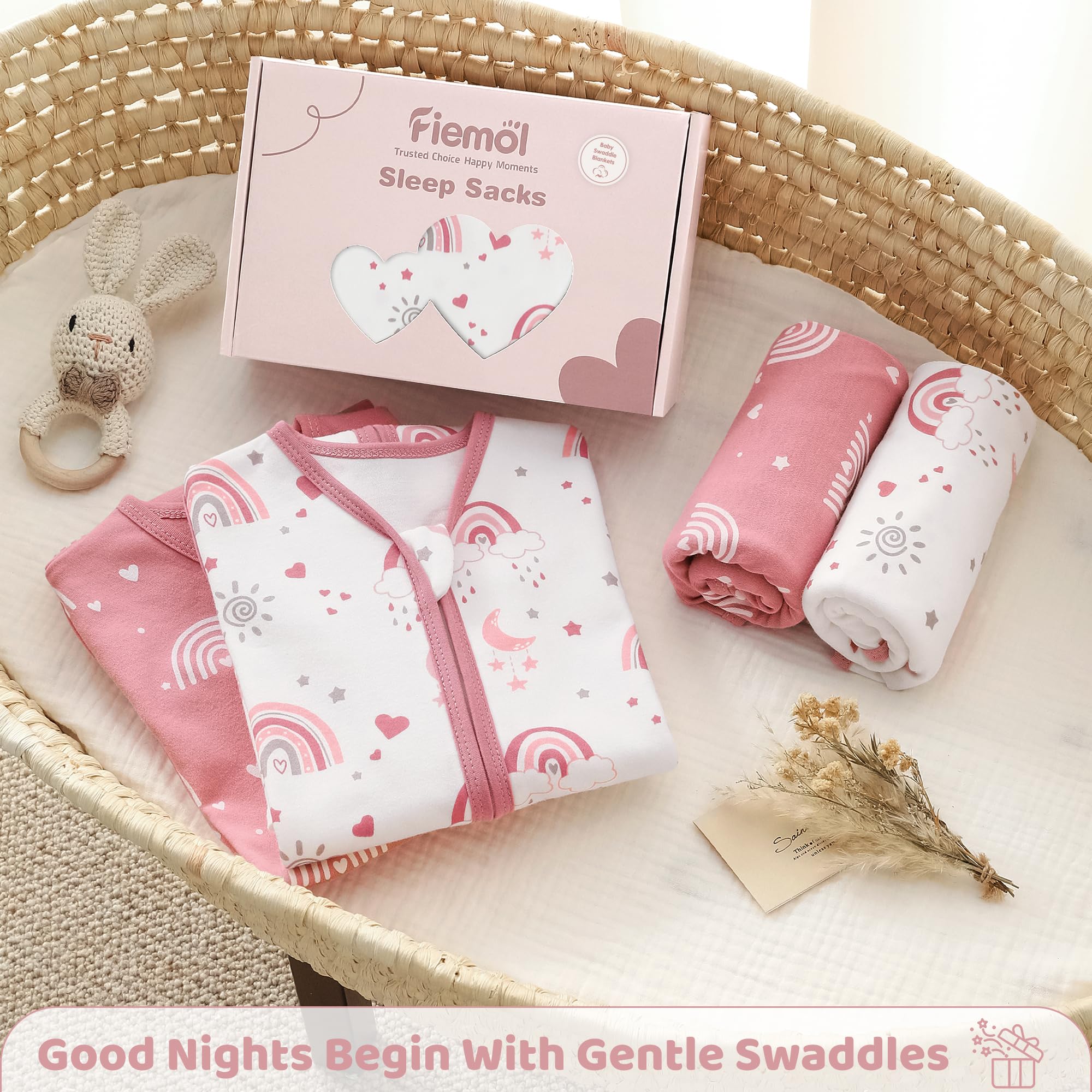 FIEMOL pink rainbow sleep sack pair is ideal for everyday use