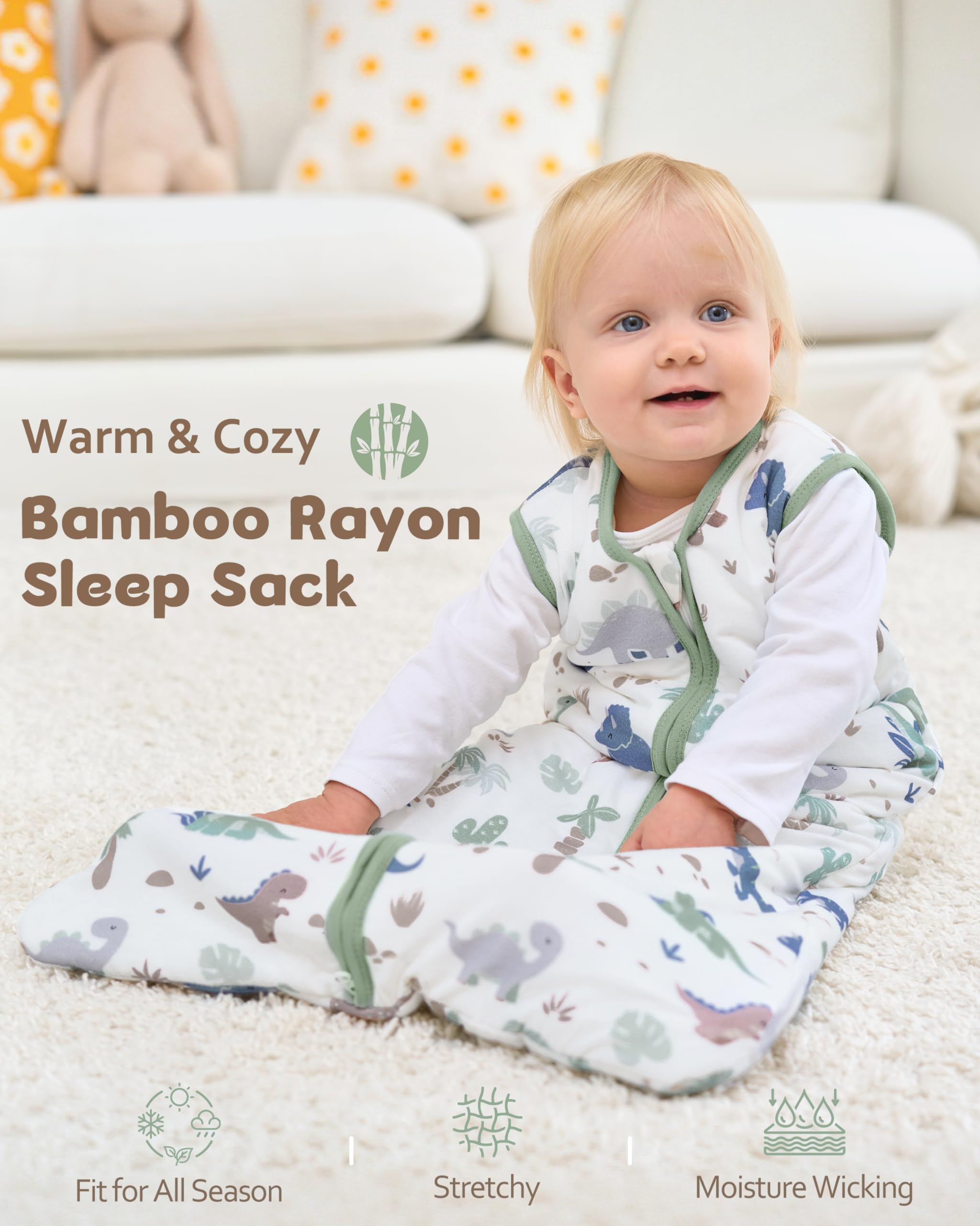 FIEMOL bamboo sleep sack 1.0 TOG structure supports year-round warmth and breathability