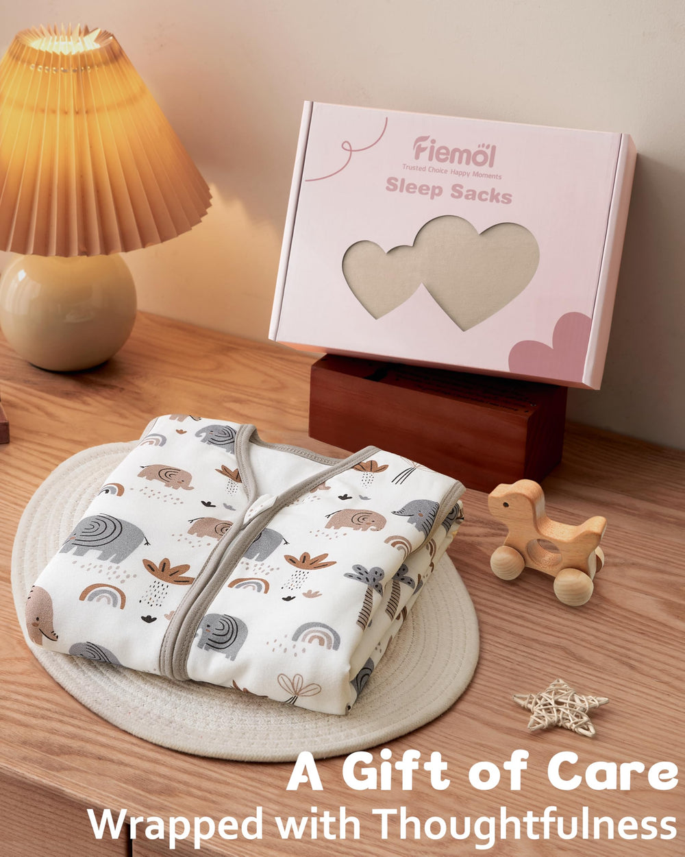 Fiemol sleep sack zipper-detail, convenient night diaper changes