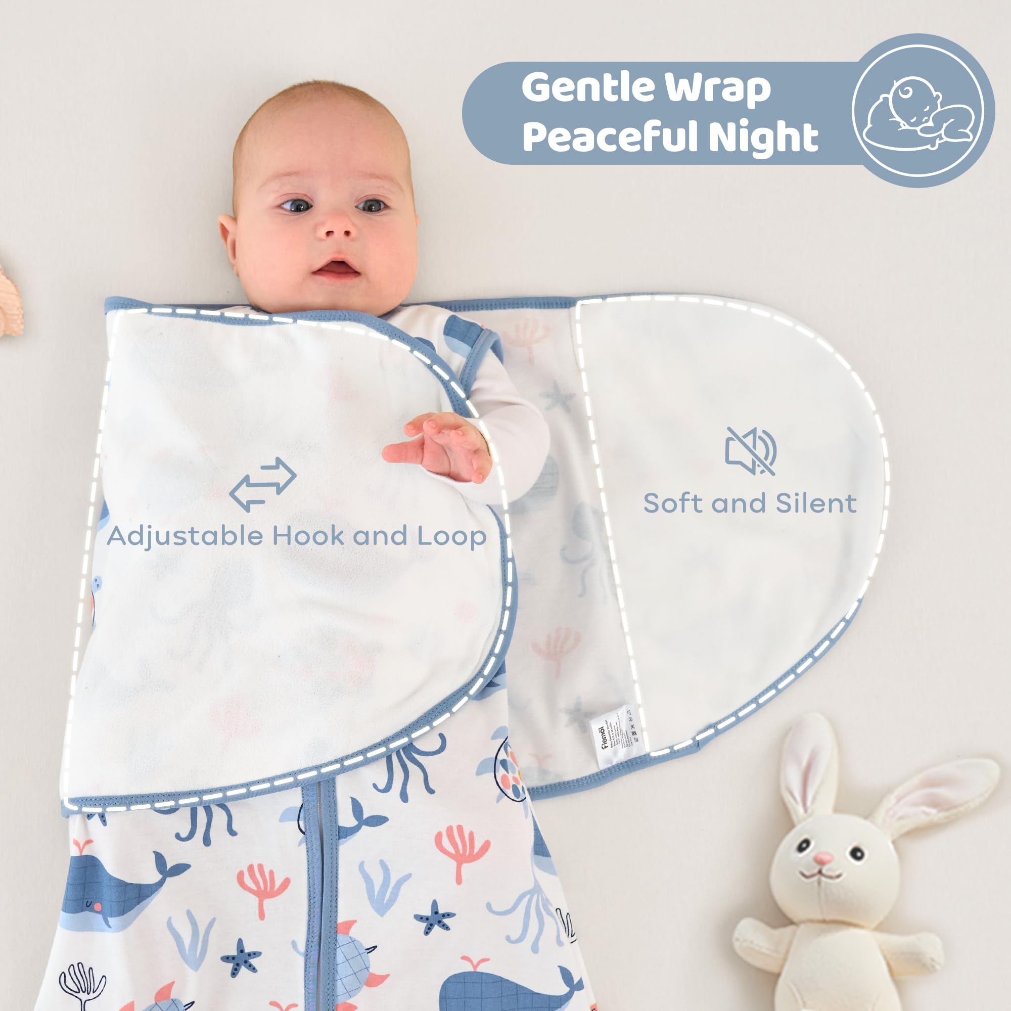 FIEMOL sleep sack 2way zip bottom blue whale: quick diaper changes with less waking