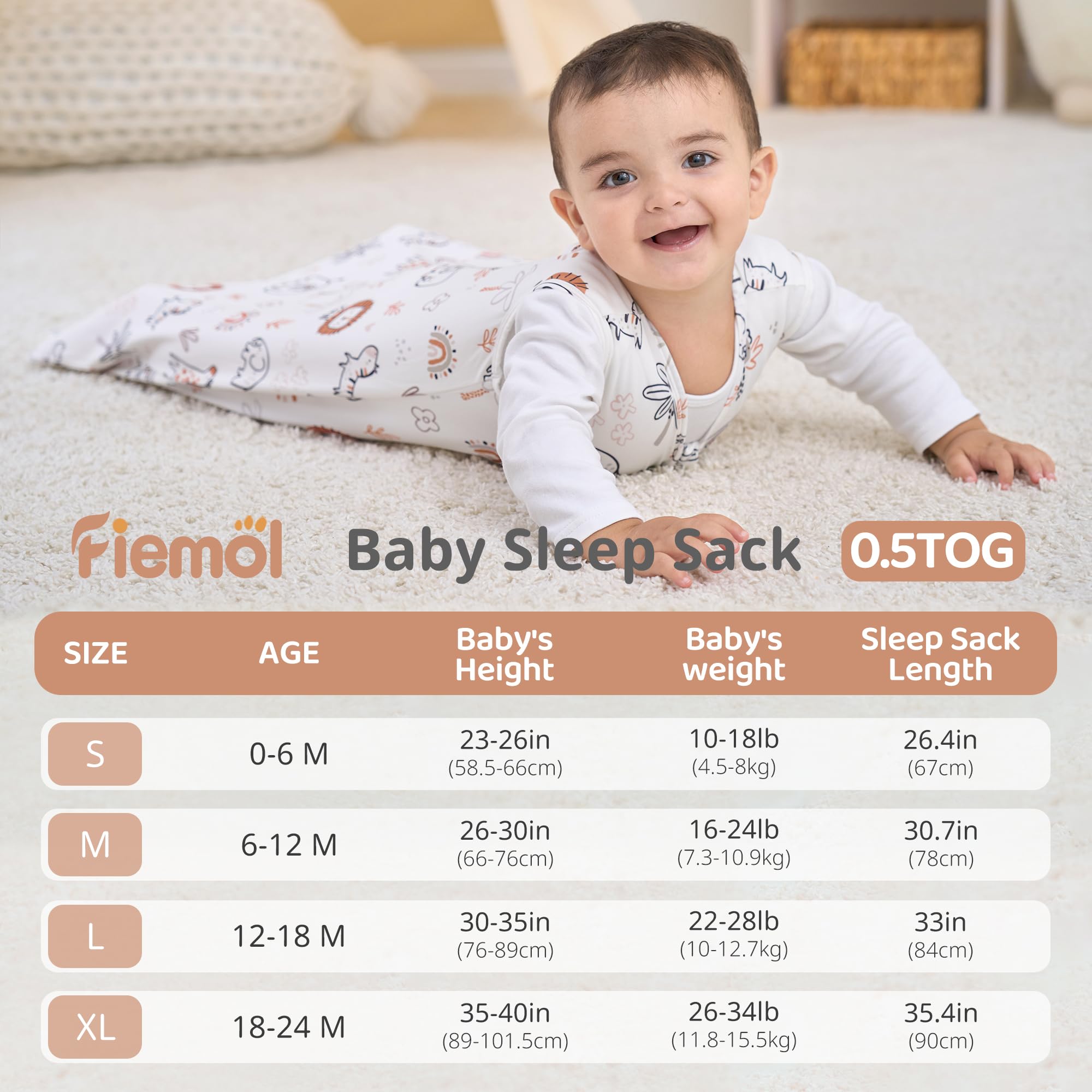 Fiemol sleep sack offers roomy leg space for movement.