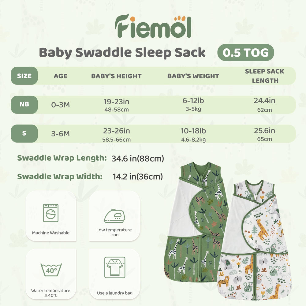 FIEMOL two-pack soft green giraffe swaddle for babies