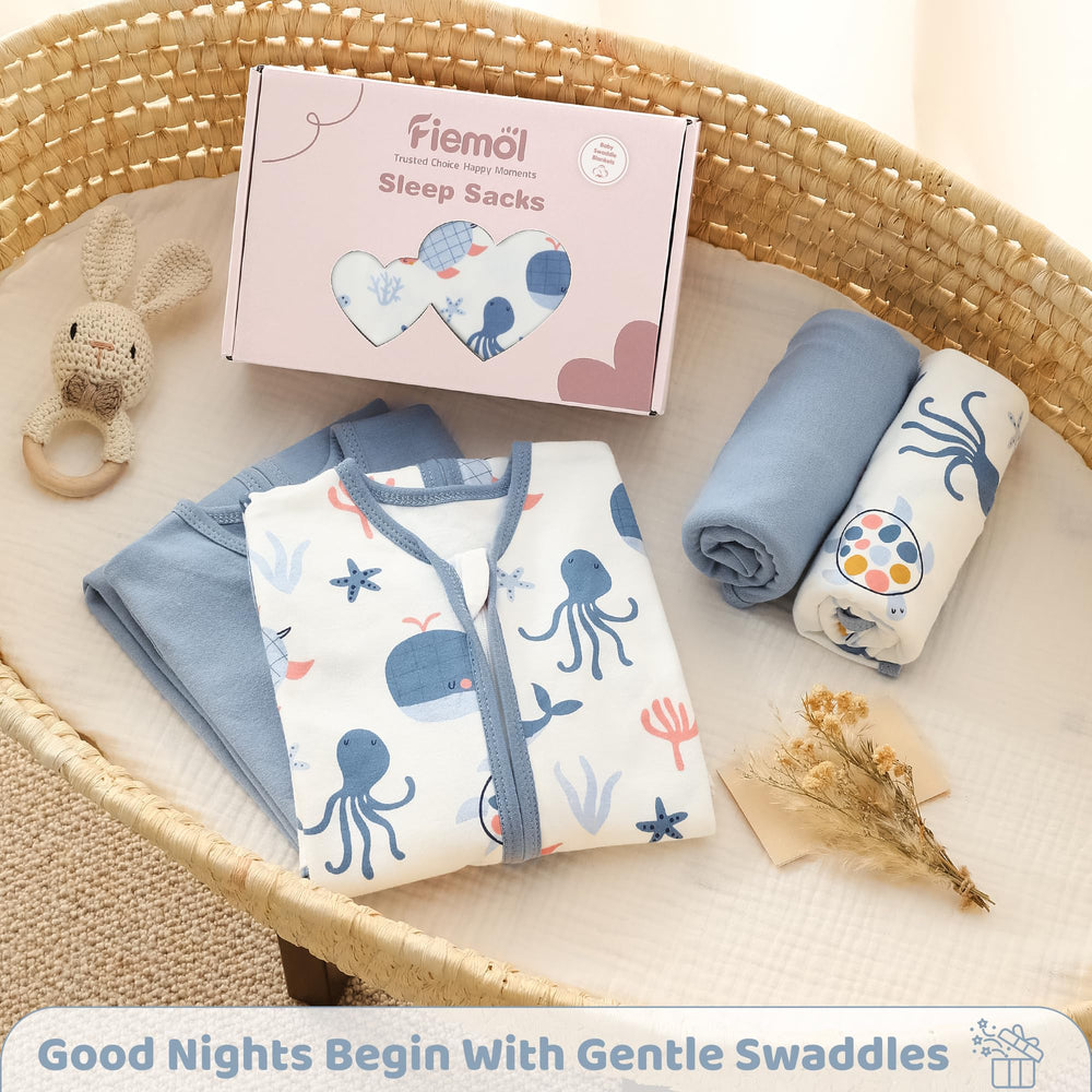 FIEMOL two-pack blue sleep sacks offer practical ready-to-use options