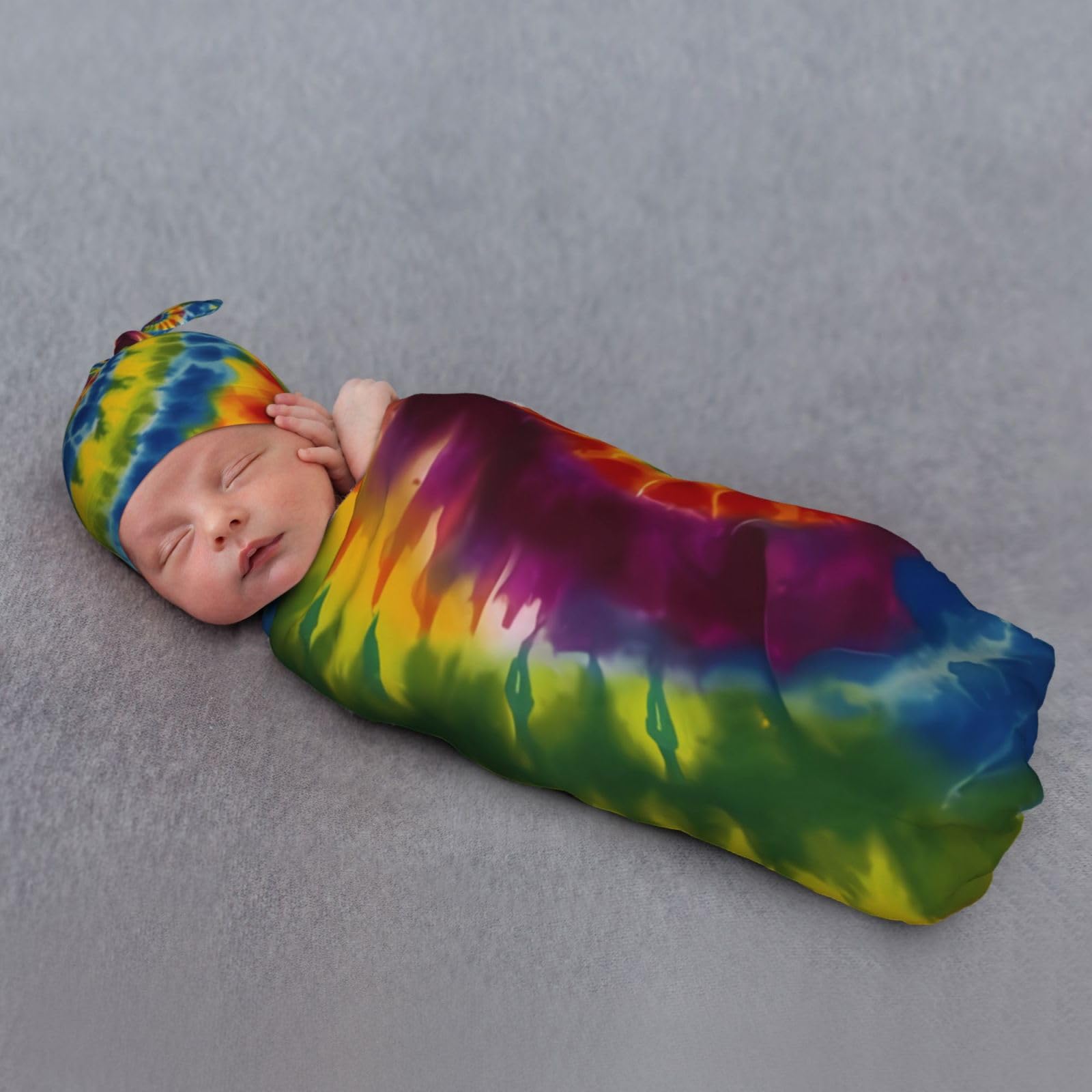 Fiephvsa tie-dye headband elastic showcases gentle fit for newborns.