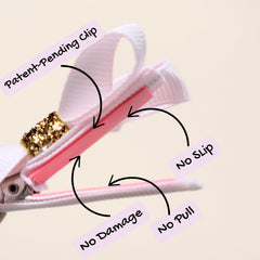 Fifi & Ry no-slip clip bow image designed to stay in place without tugging.