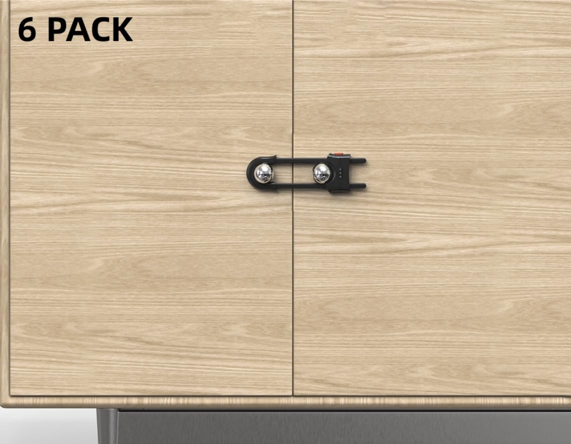FIGEPO black plastic cupboard locks for knob handles blend with decor.