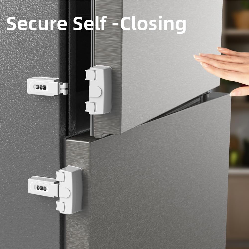 FIGEPO fridge lock used with one-handed operation for quick engagement.