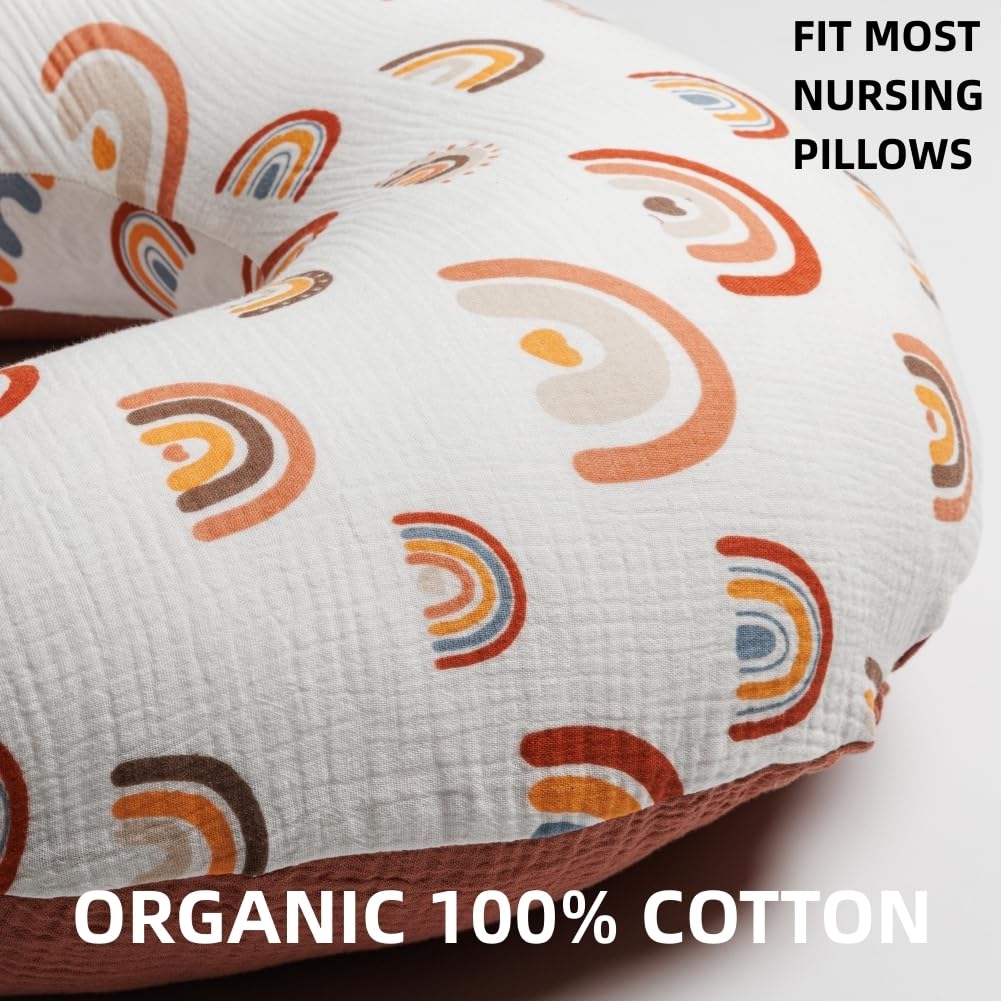 FIGEPO moon print pillow cover, soft breathable fabric for baby care.