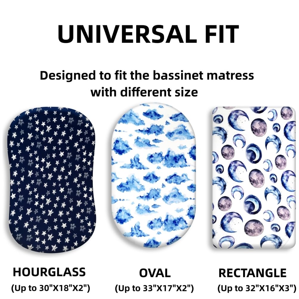 FIGEPO Sky bassinet sheets featuring letter print for playful nurseries.