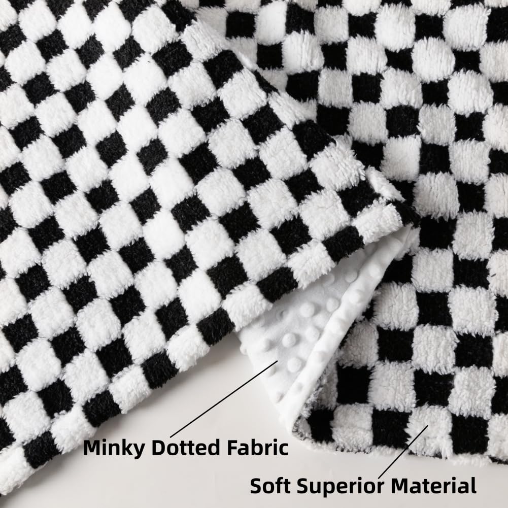 FIGEPO Soft Checkered Baby Blanket travel-friendly fold shows easy packing for on-the-go use.