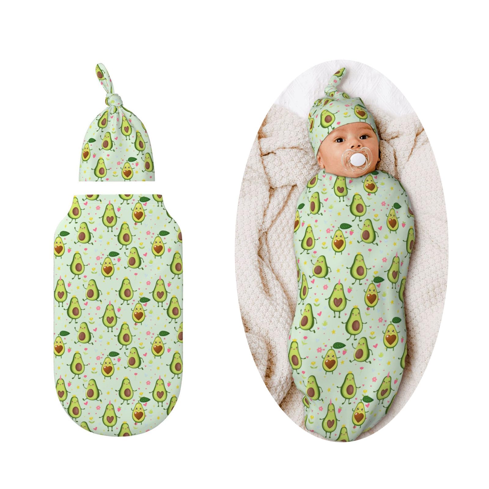 Figtihw Avocado Swaddle Blanket close-up shows ultra-soft fabric for newborn comfort.