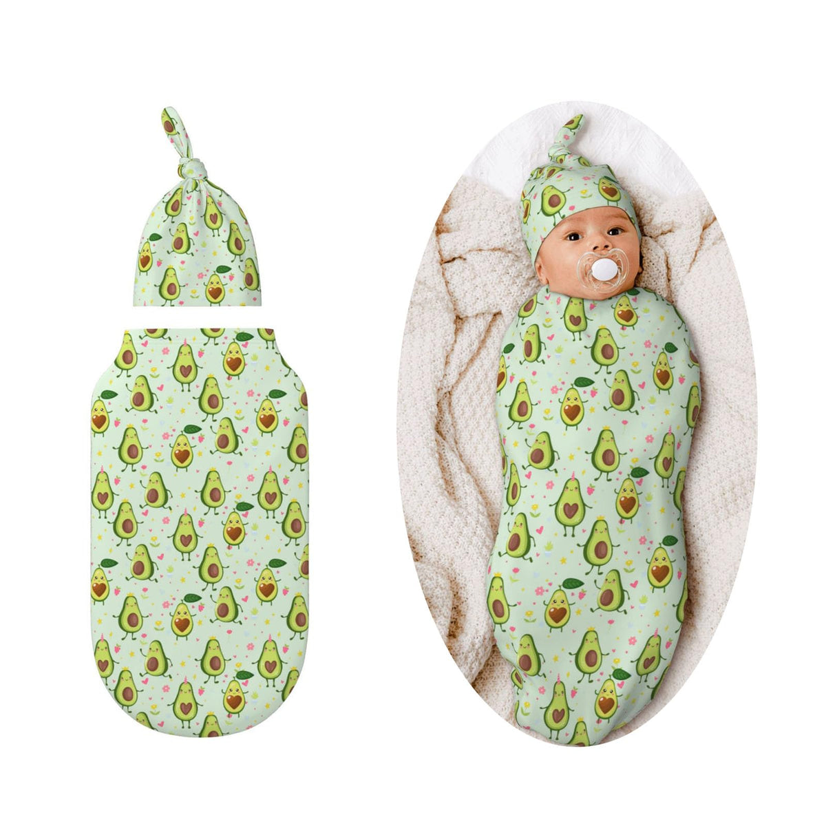 Figtihw Avocado Swaddle Blanket close-up shows ultra-soft fabric for newborn comfort.
