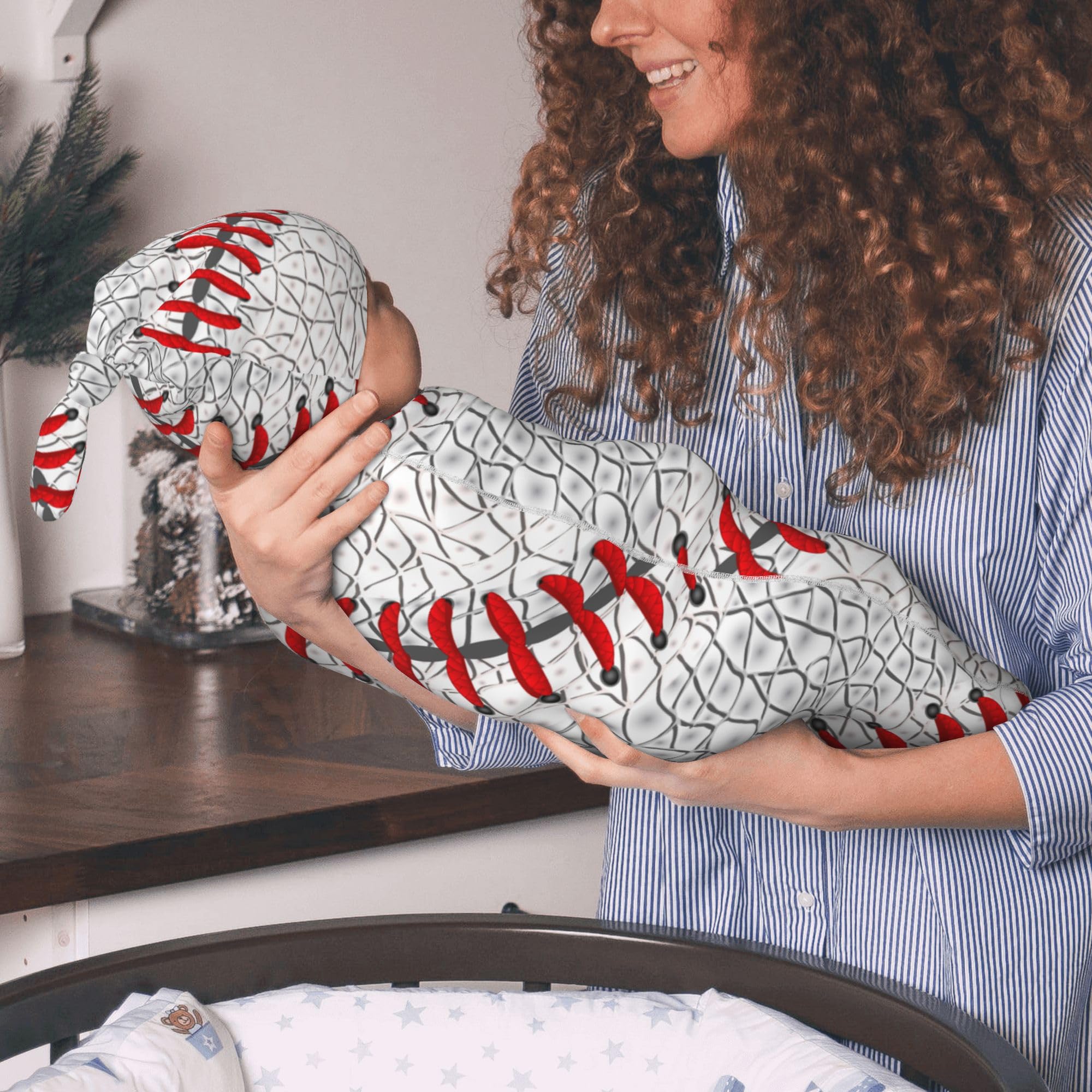 Figtihw Baseball Swaddle Blanket: 0-6-month-fit for growing babies.