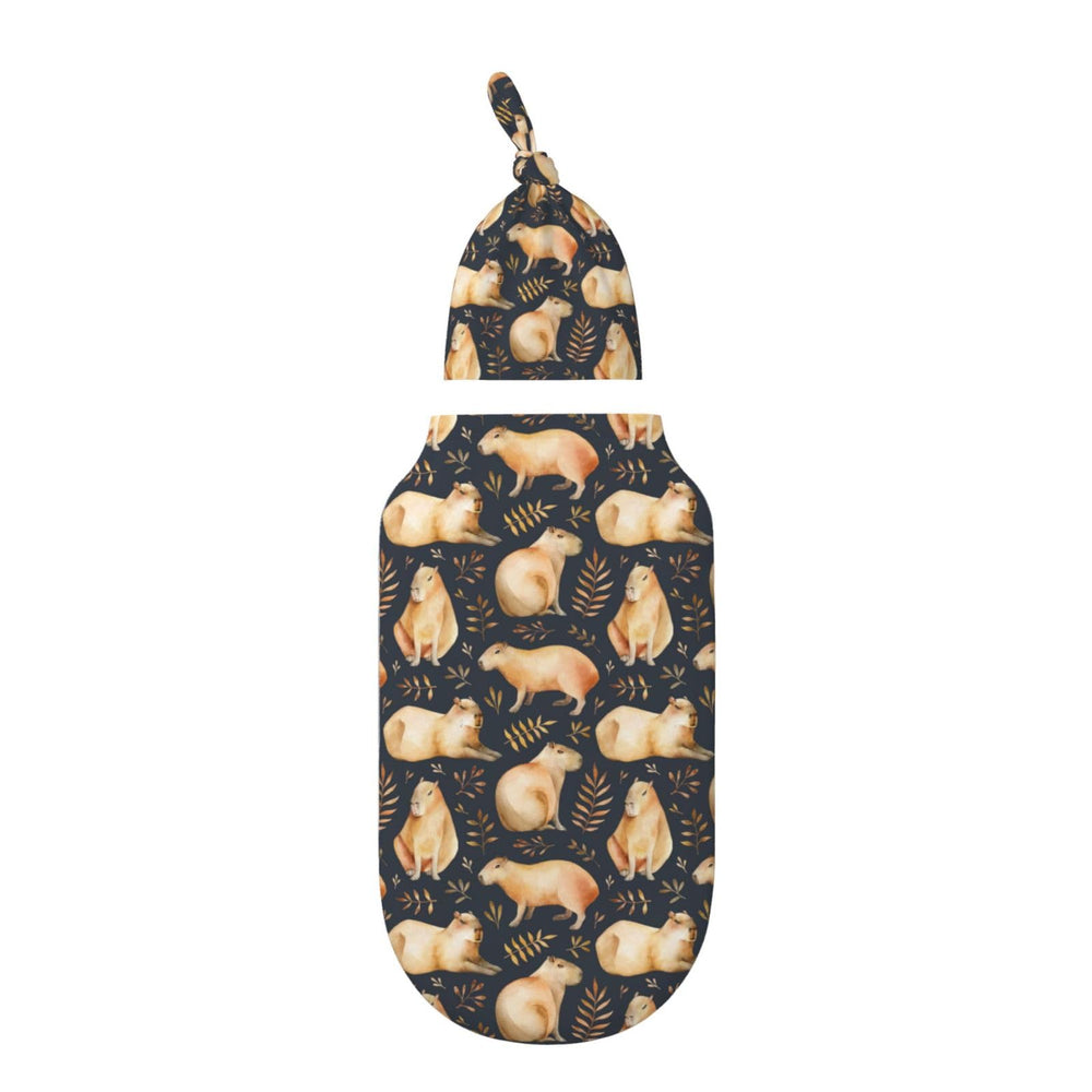 Figtihw Capybaras Swaddle Blanket close-up fabric shows gentle stretch for cozy swaddling