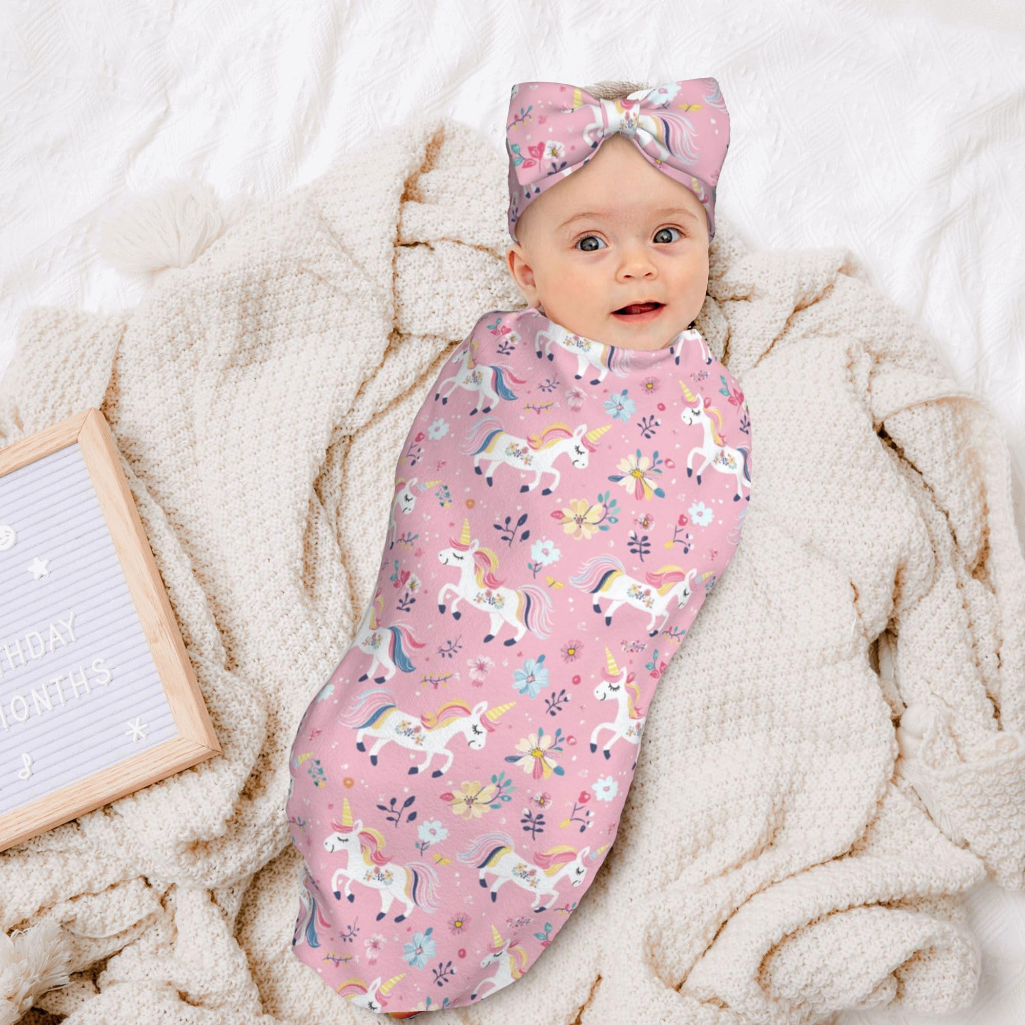 Figtihw horse swaddle blanket striped design keeps baby snug