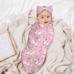 Figtihw horse swaddle blanket striped design keeps baby snug