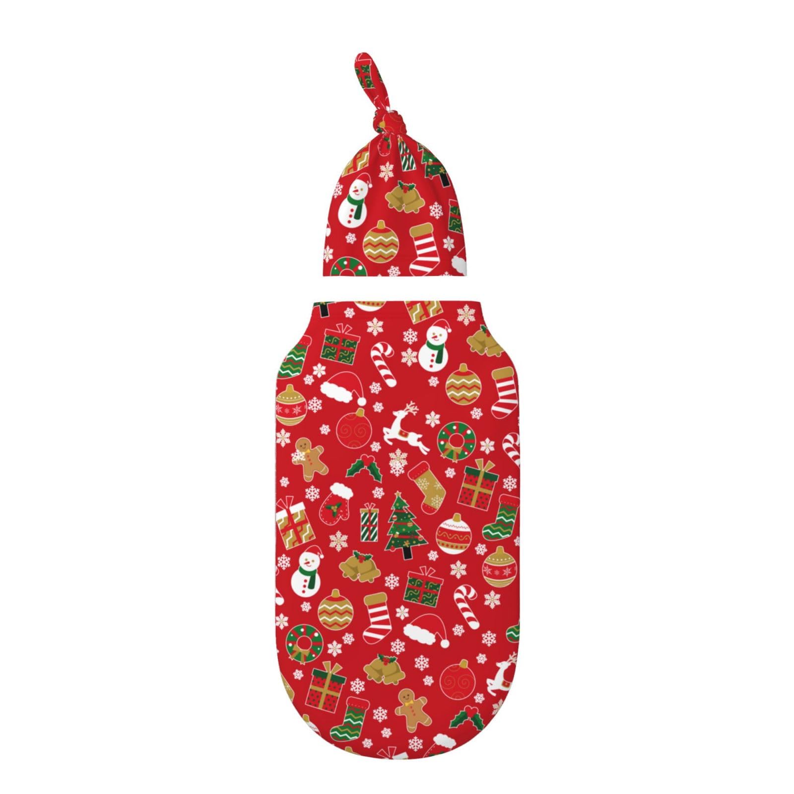 Figtihw newborn swaddle with matching hat provides cozy wear.