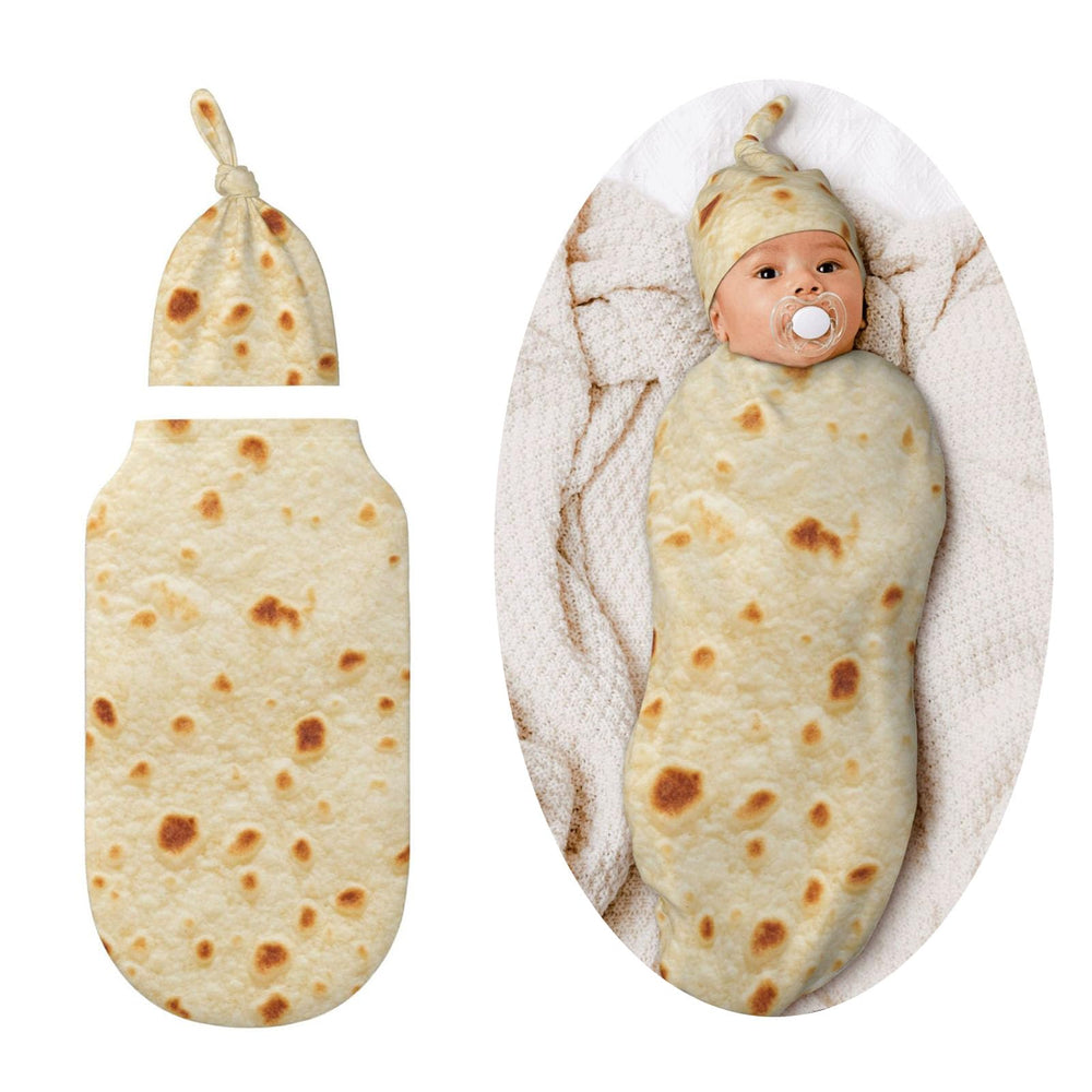 Figtihw Tortilla Swaddle Blanket laid flat showing breathable fabric for newborn calm sleep