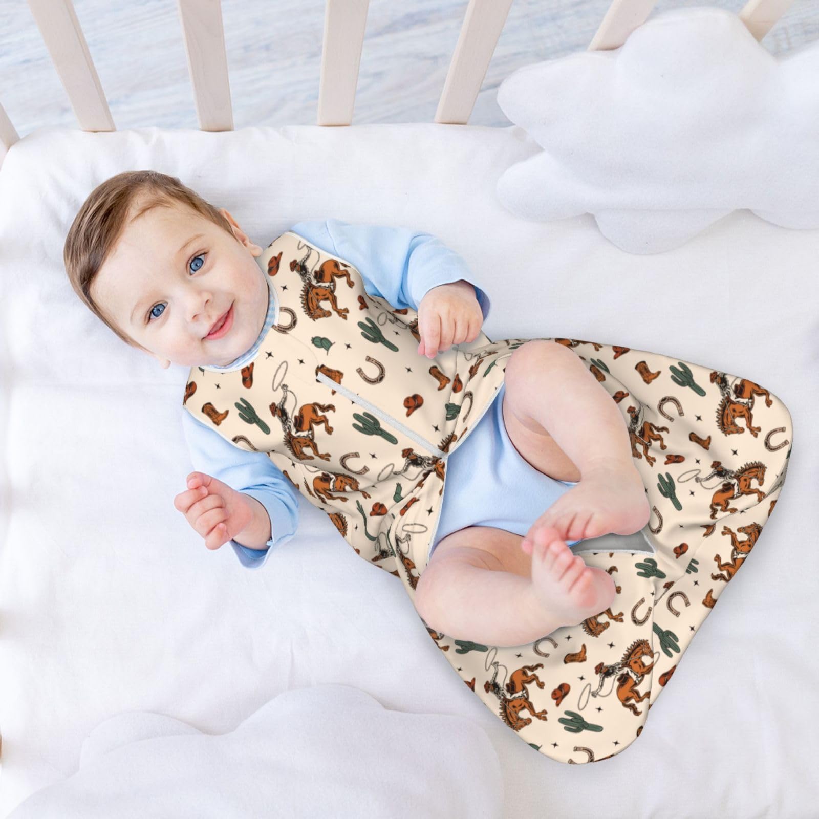 Figtihw Western baby blanket two-way zipper for easy changes at night
