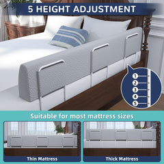 FigTime foam rail height adjustment shows five levels for mattress compatibility.